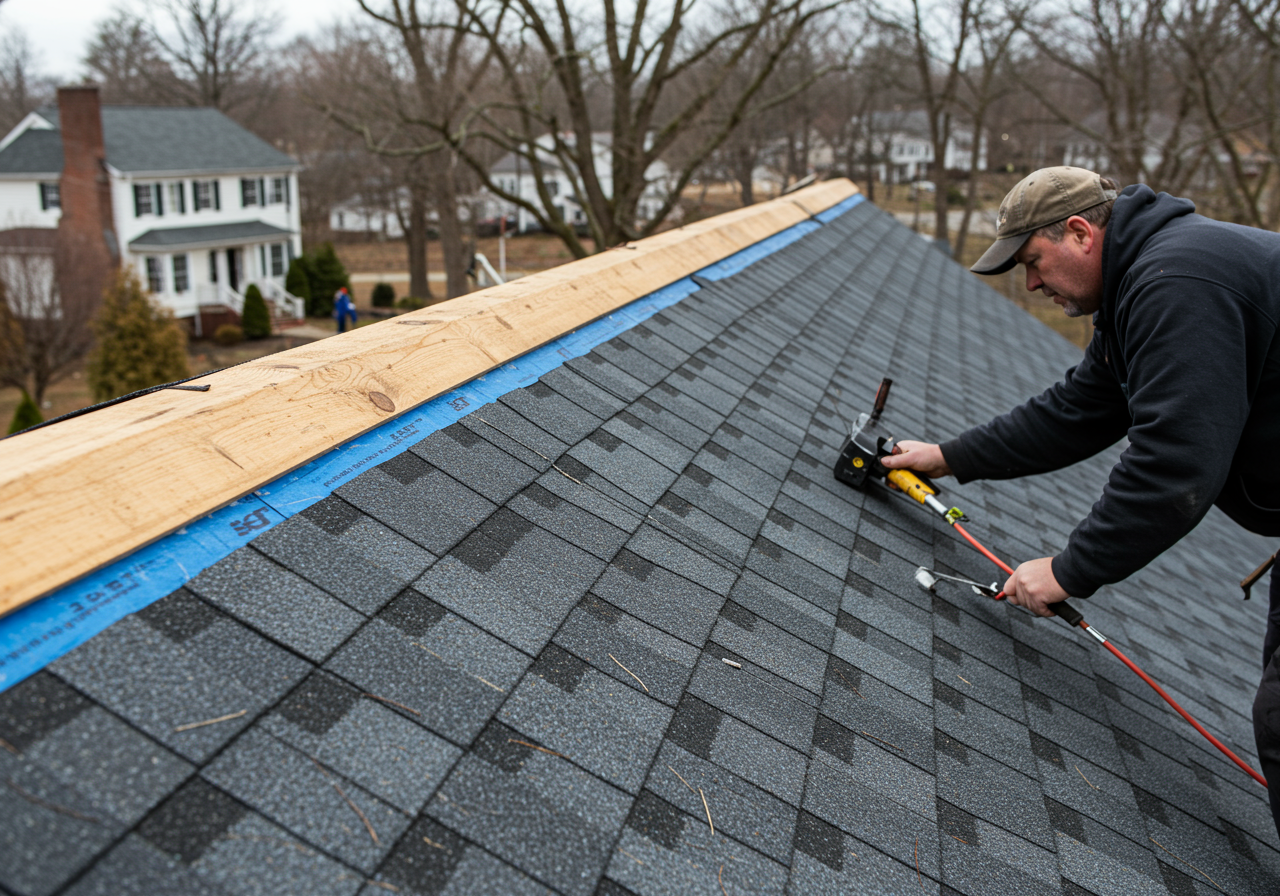 High-Wind Shingle Installation on a West Hartford Home